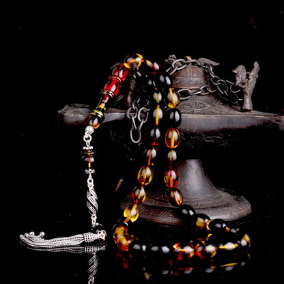 925 Sterling Silver Enamel Tassel Yellow Black Fire Ambariar