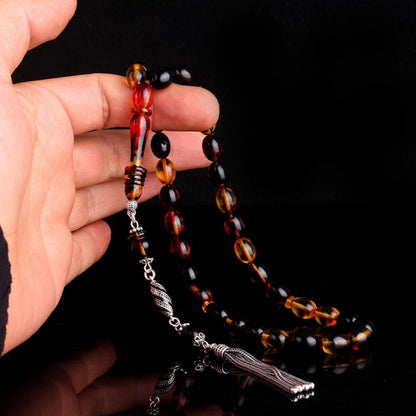 925 Sterling Silver Enamel Tassel Yellow Black Fire Ambariar