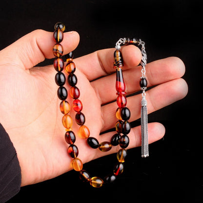 925 Sterling Silver Enamel Tassel Yellow Black Fire Ambariar