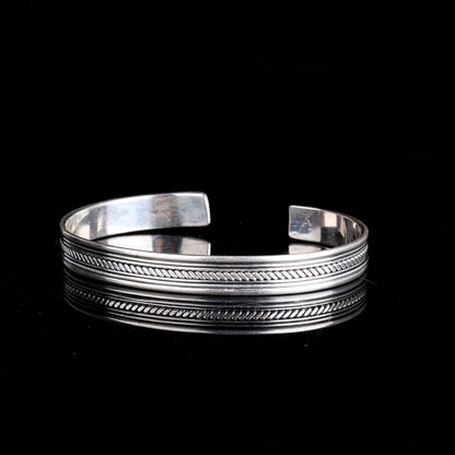 Klasik Motifli 925 Ayar Gümüş Erkek Bileklik