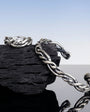 925 Sterling Silver Knitting Motif Men's Clamp Bracelet and Ring