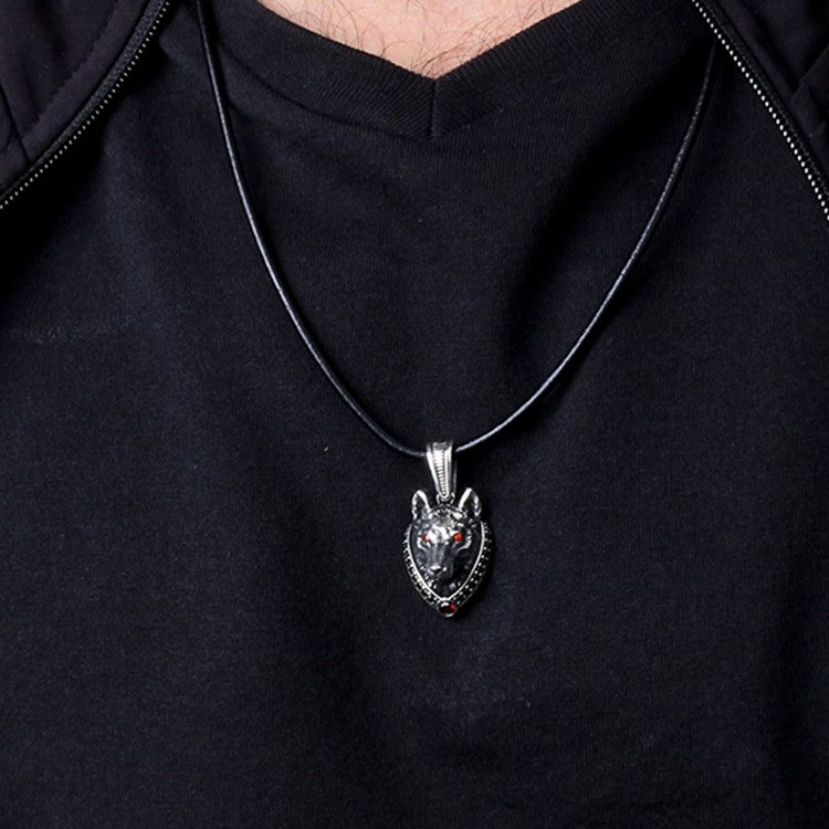 925 Sterling Silver Men Necklace with Wolf Motifs