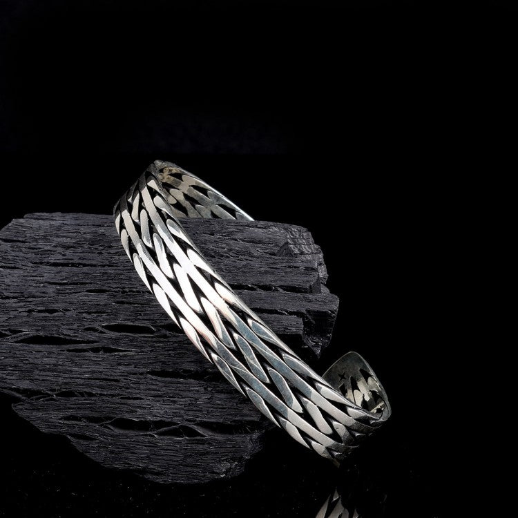 925 Sterling Silver Bangle Bracelet – 12 mm Width