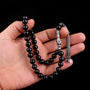 Globe cut black zircon stone fire amber rosary