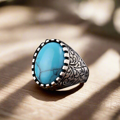 Turquoise Stone 925 Sterling Silver Men Ring