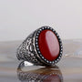Feuer-Eleganz – Roter Achat Herrenring aus 925 Silber