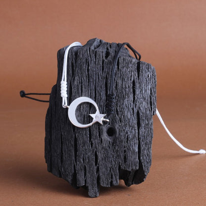 Siyah Beyaz Ateş Kehribar Ayyıldız Bileklik Kombini