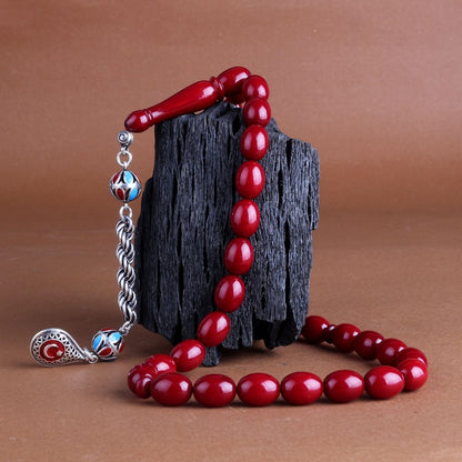 Bordo Mavi Ateş Kehribar Ayyıldız Bileklik Kombini