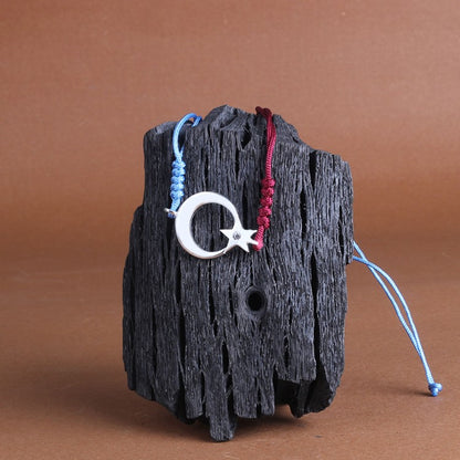 Bordo Mavi Ateş Kehribar Ayyıldız Bileklik Kombini