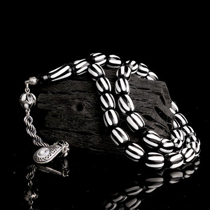 925 Sterling Silver Black Blanc Beşiktaş Ayyıldız Modèle Fire Amber