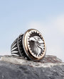 Men's ring with micro stone with eagle motif - 925 sterling silver
