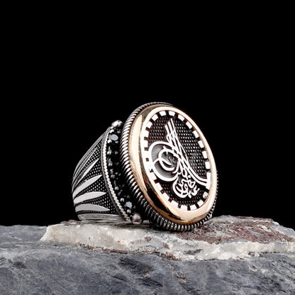 Ottoman Tuğra Men's Ring - 925 Sterling Silver