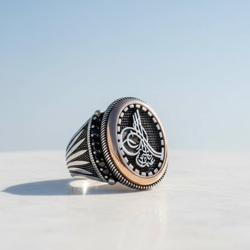 Ottoman Tuğra Men's Ring - 925 Sterling Silver