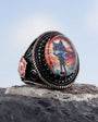 925 Sterling Silver Crescent Star Soldier Wolf Model Men's Ring