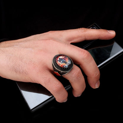 925 Sterling Silver Ayyıldız Soldier Wolf Model Men Ring