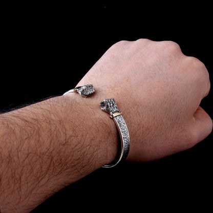 Silver Fist 925 Bracelet pour hommes en réglage