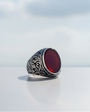 Agate Stone Pen Processing 925 Sterling Silver Men Ring