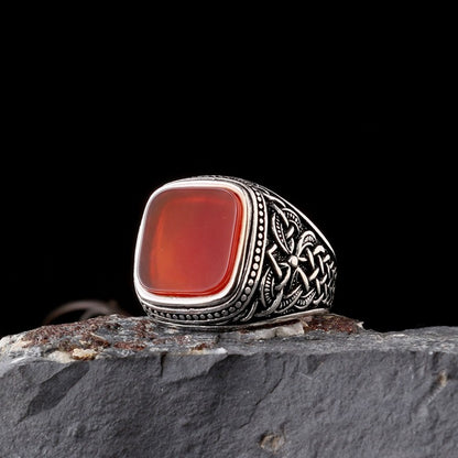 Agate Stone 925 Sterling Silver Men's Ring