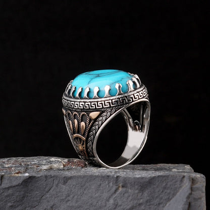 Anneau en argent sterling de pierre turquoise d'origine 925