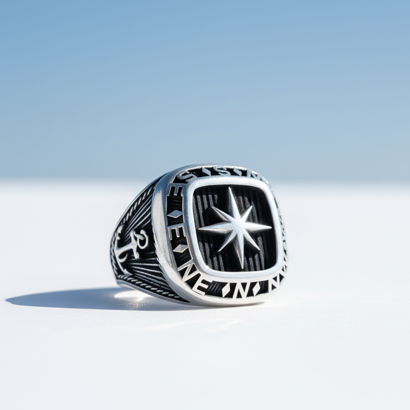 Sea Anchor Compass Model Men's Ring