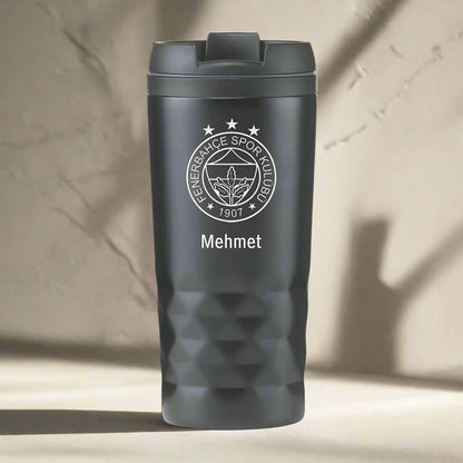 Cup thermos noir nommé personnalisé nommé