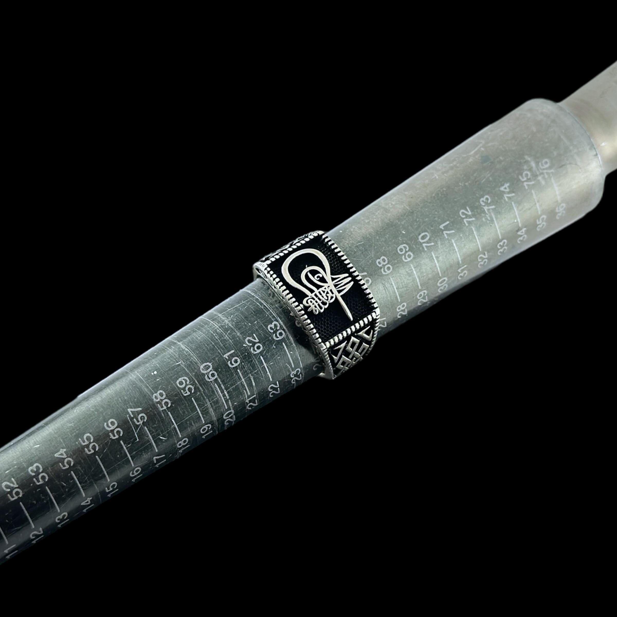 925 Ayar Gumus Kanuni Tugra Yuzuk (17 -57 mm)