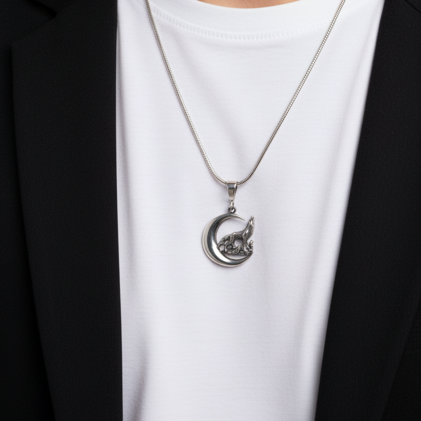 925 Sterling Silver Bozkurt Men's Necklace