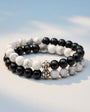 NATURAL ONYCS AND TATLIT STONE SILVER PARTS BRACELET SET