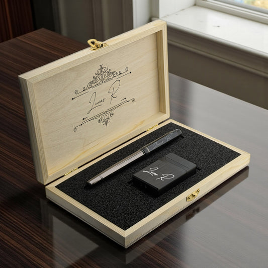 Kişiye Özel İsim Yazılı Roller Kalem ve Çakmak Hediye Seti