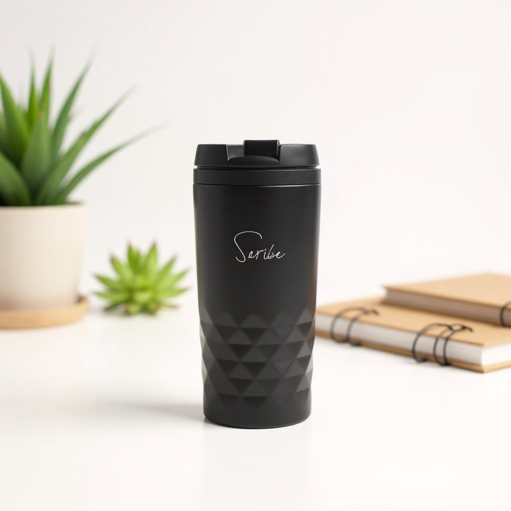 Personalized named rvs black thermos cup