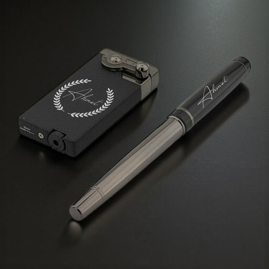 Kişiye Özel İmzalı Kalem ve Gazlı Çakmak Seti