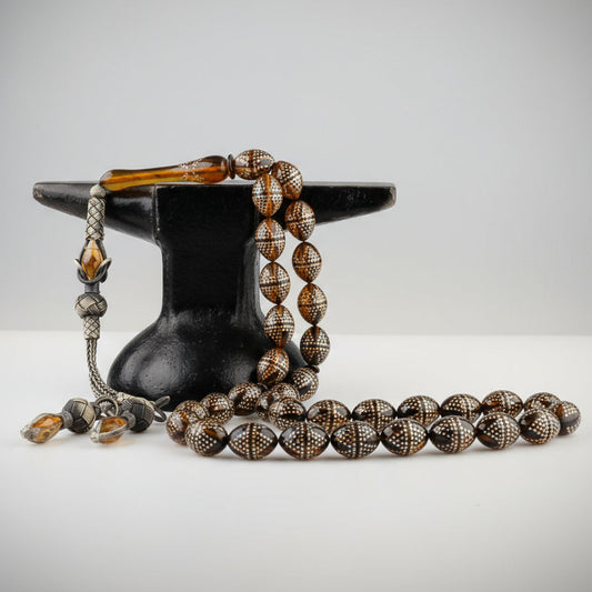 Spezielle Design-Gebetsperlen aus Feuerbernstein – Kazaz-Quaste